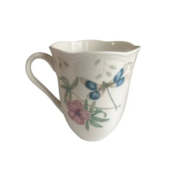 Lenox Butterfly Meadow Mugs Set of 2 12 Oz Fine Porcelain Coffee Cups - Picture 4 of 10